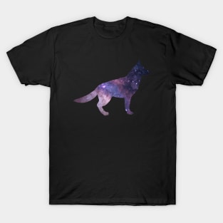 Galaxy Dog Silhouette- German Shepherd T-Shirt